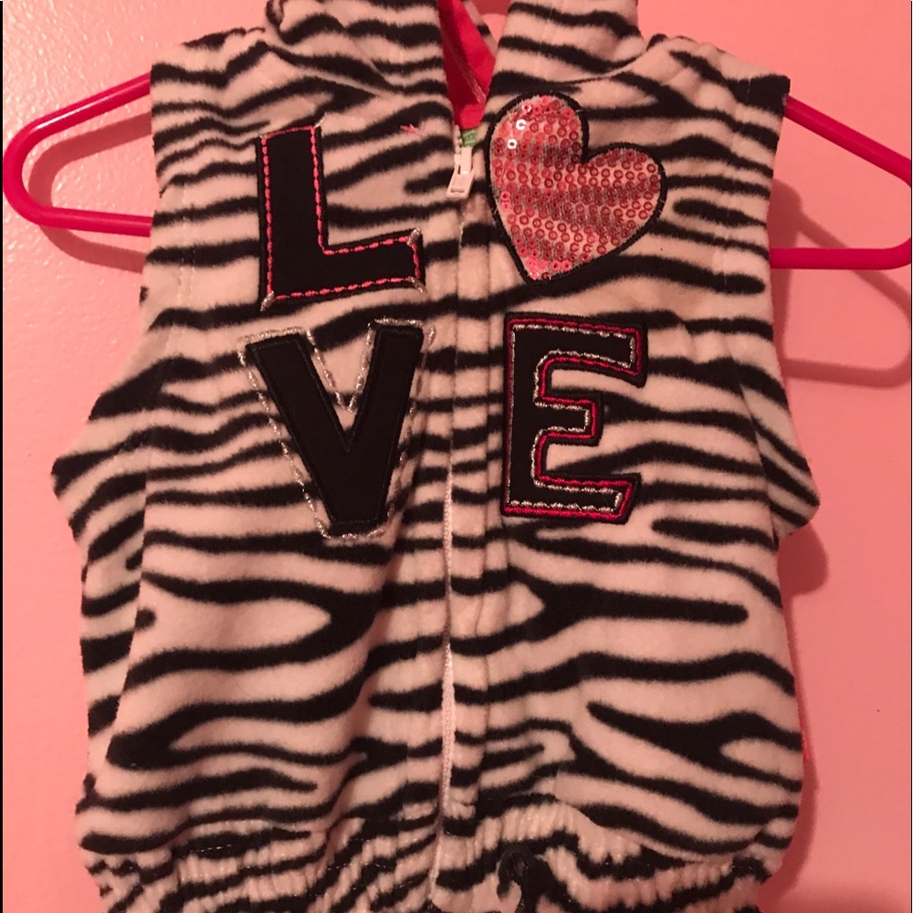 ❤️Zebra Print Cat Ears Hoodie “Love” Bling Vest❤️